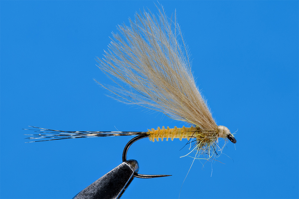 yellow dun tied using Slovak style by Lucian Vasies